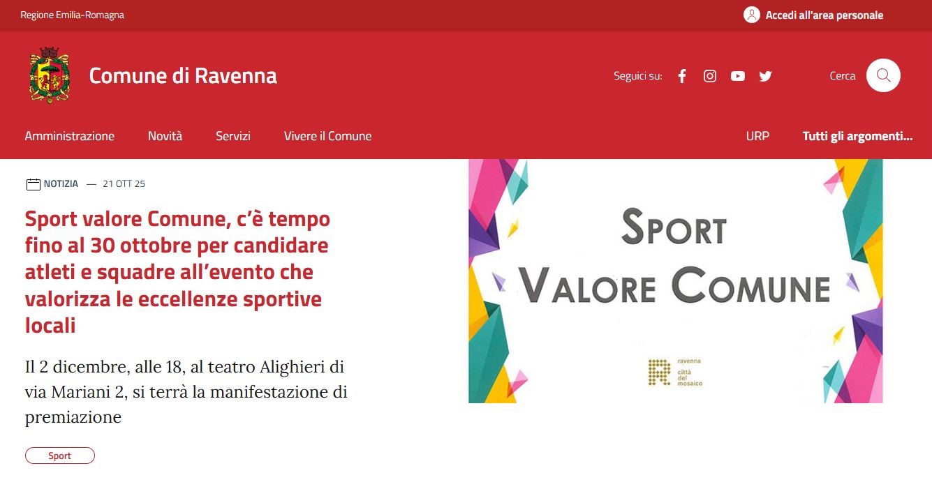 Online da giovedì 23 ottobre il nuovo sito del Comune di Ravenna