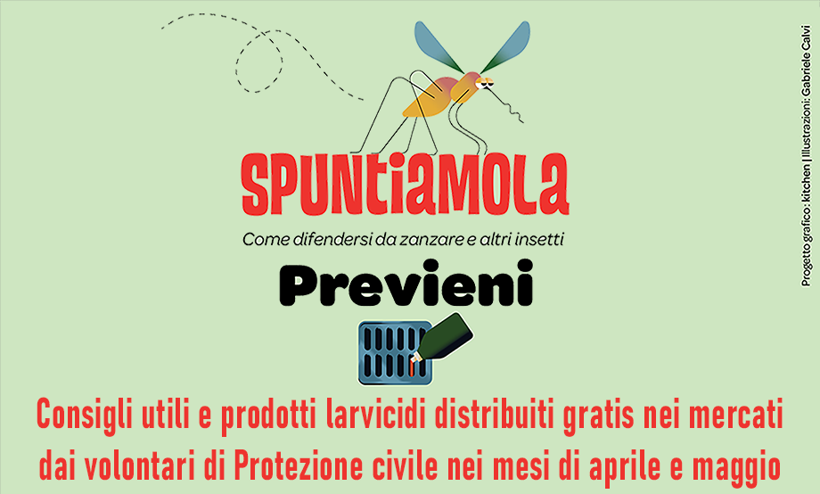 Difendersi dalle zanzare: dal 7 aprile 60 appuntamenti nei mercati coi volontari di Protezione civile per la promozione di buone pratiche e la distribuzione gratuita del prodotto larvicida