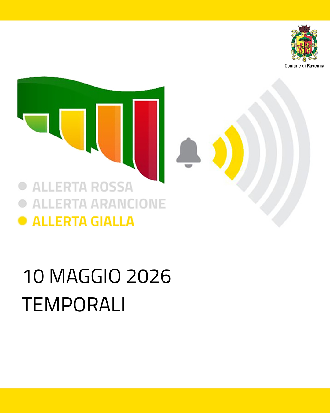 Protezione civile, allerta meteo gialla per temporali dalla mezzanotte di oggi, sabato 9 maggio, alla mezzanotte di domani, domenica 10