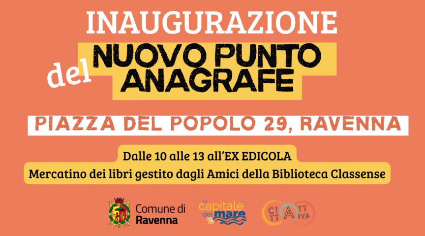 Sabato 13 giugno inaugurazione del nuovo punto anagrafe in centro storico